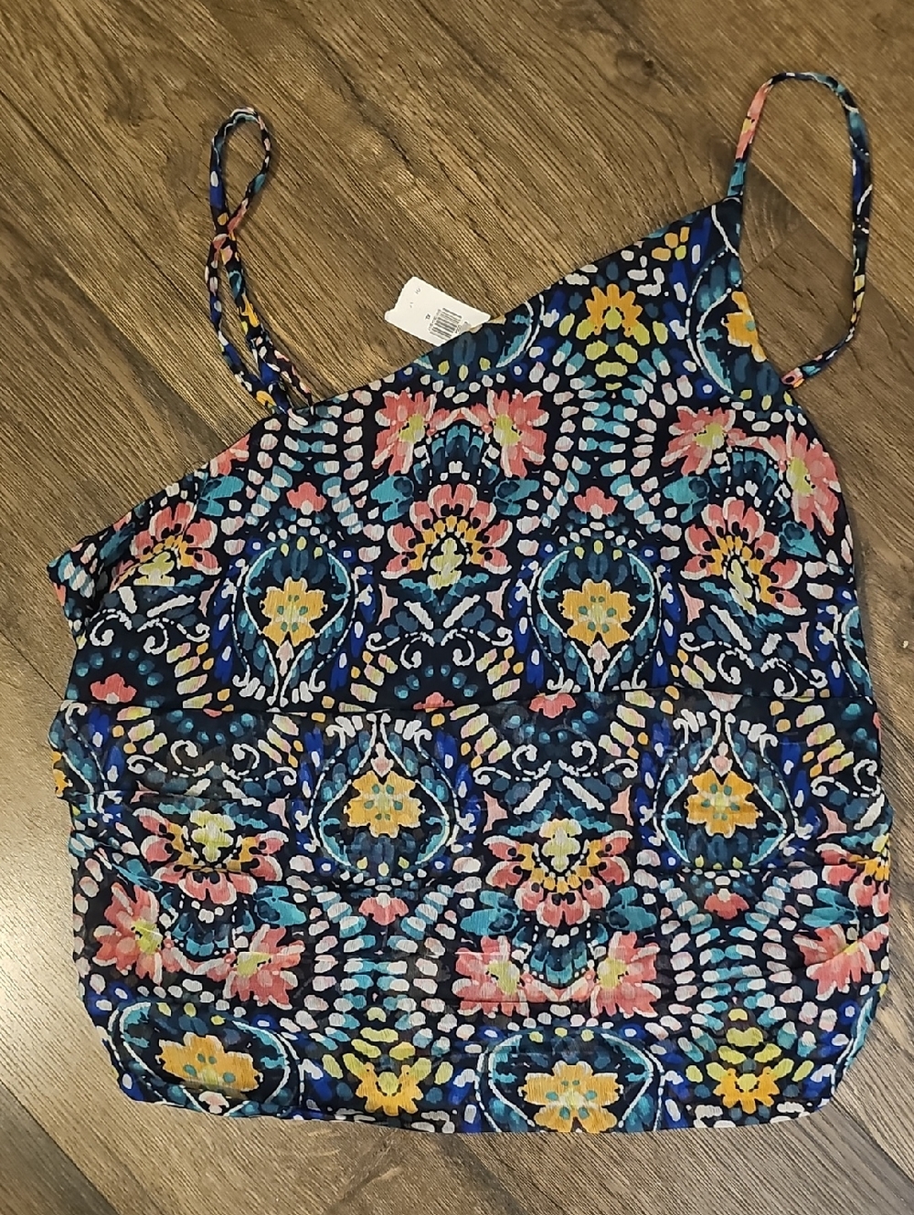 NWT Old Navy CAMI Floral-Print Spaghetti Strap shirt Pleated Large Summer